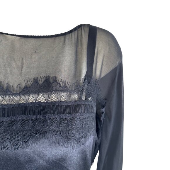 GUESS for MARCIANO Black Silk Satin & Lace Dress, Bewitching, Alluring, Large - Picture 5 of 14